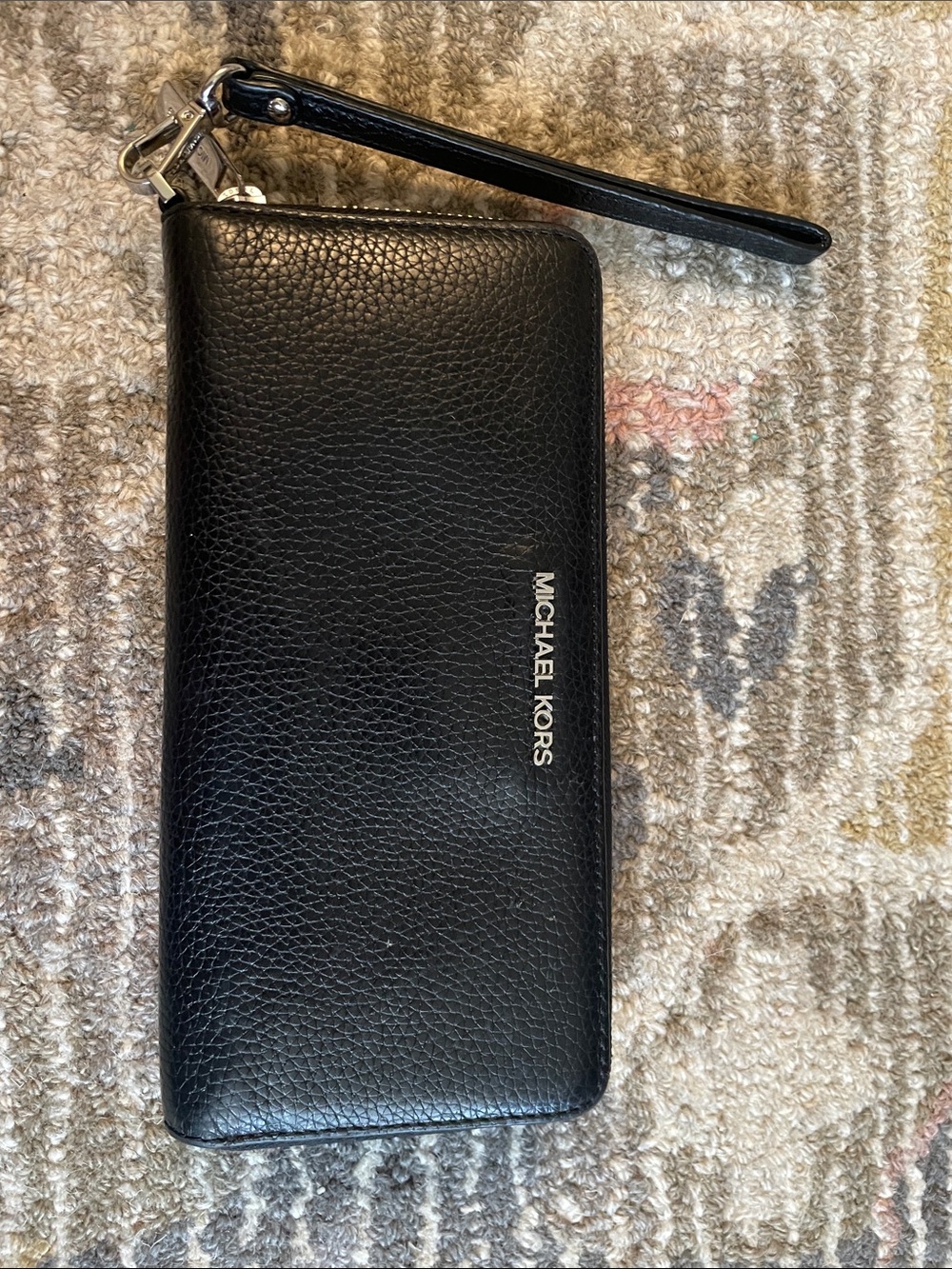 Michael Kors Black Pebbled Leather Wristlet Wallet with Removable Strap